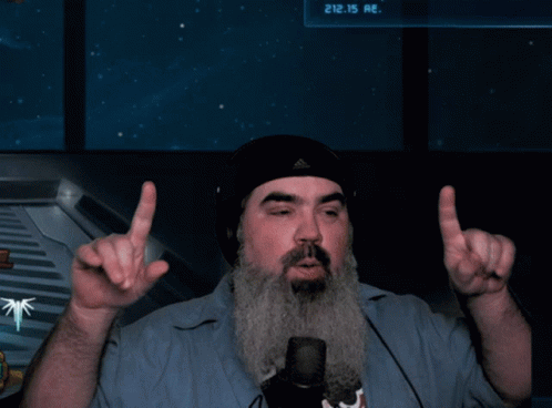 Bearded Man Giving Middle Finger In Front Of 2112.15 AE Screen GIF