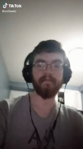Bearded Man Glasses Headphones Shirt Saying Am GIF