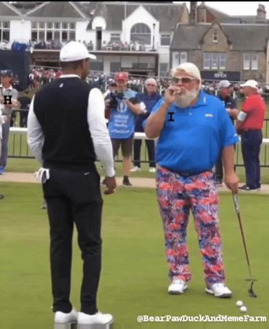 Bearded Man Holding Golf Club GIF