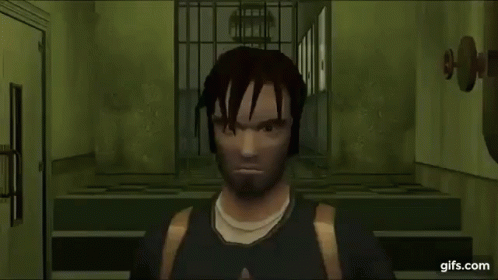 Bearded Man Holding Gun in Video Game