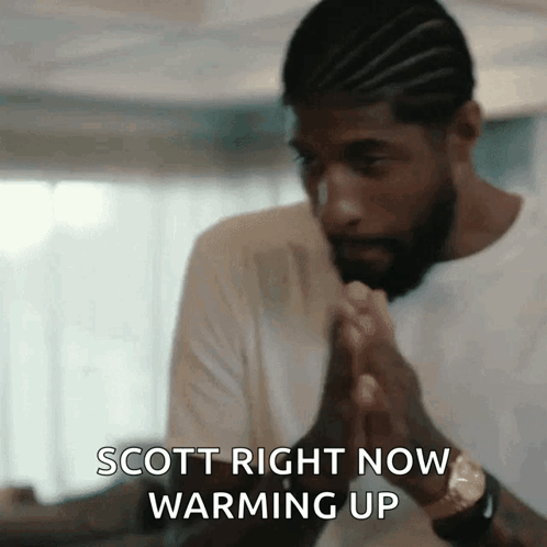 Bearded Man Holding Hands Scott Right Now Warming Up
