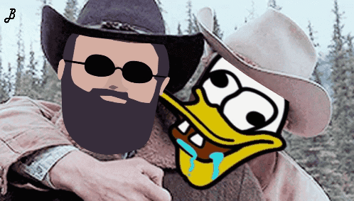 Bearded Man Hugging Another Man With Spongebob Face