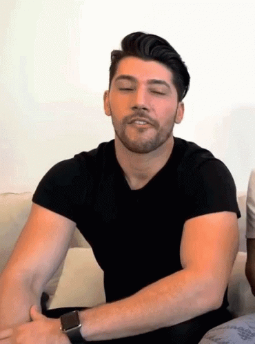 Bearded Man In Black Shirt And Watch GIF