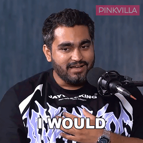 Bearded Man in Black Shirt Saying I Would
