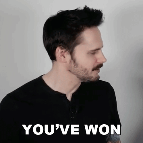 Bearded Man in Black Shirt Says You've Won