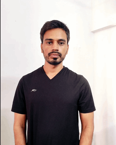 Bearded Man in Black T-Shirt With White F