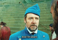 Bearded Man in Blue Hat Says And I'm Javert