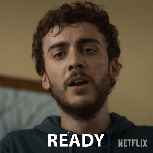 Bearded Man in Blue Hoodie Saying Ready