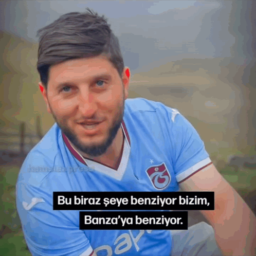 Bearded Man in Blue Jersey With Banza