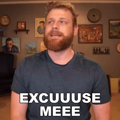 Bearded Man In Blue Shirt Saying Excususe Meee GIF