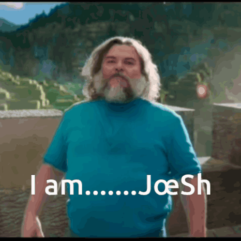 Bearded Man in Blue Shirt Says I Am Josh