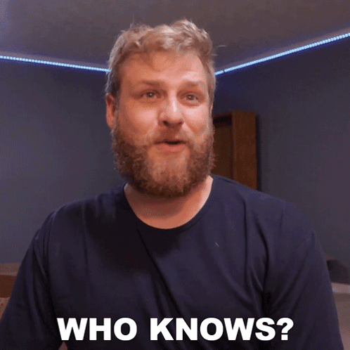Bearded Man In Blue Shirt Says Who Knows GIF