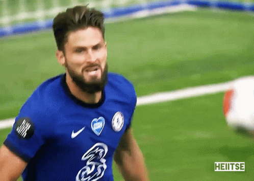 Bearded Man In Blue Soccer Jersey Number 3 GIF