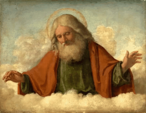 Bearded Man in Cloud Painting