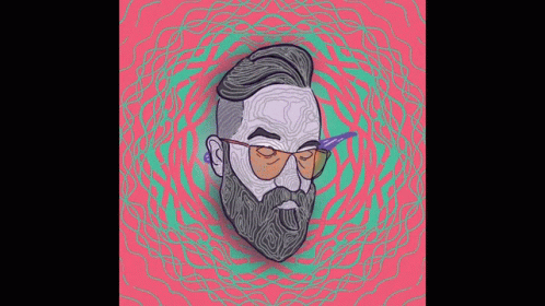 Bearded Man in Glasses Sticking Out Purple Tongue