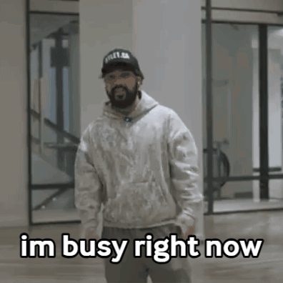 Bearded Man In Hat And Hoodie Says Im Busy GIF