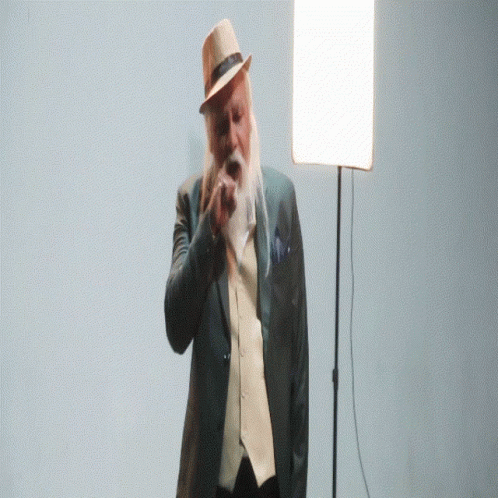 Bearded Man in Hat and Suit