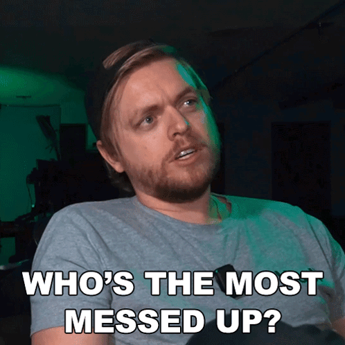 Bearded Man In Hat Says Who's Most Messed Up GIF