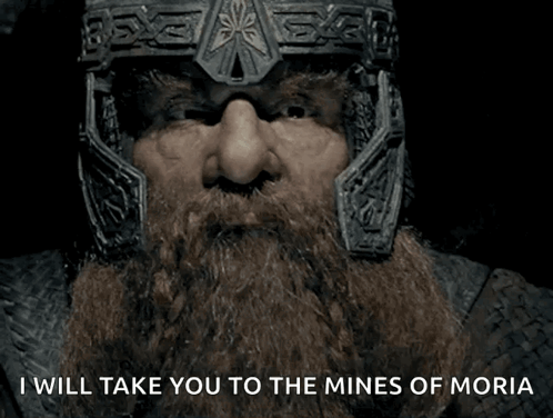 Bearded Man In Helmet Says I Will Take You To The Mines Of Moria GIF