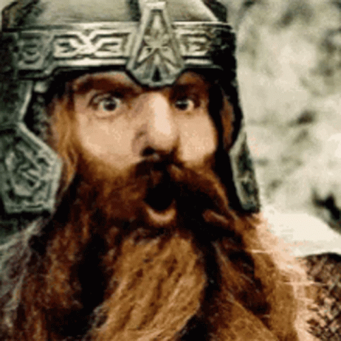 Bearded Man in Helmet Surprised