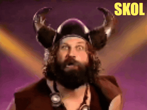 Bearded Man in Horned Helmet Skol