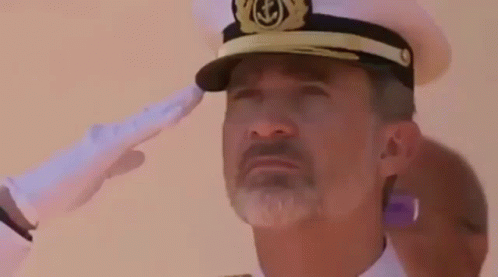 Bearded Man in Navy Hat Salutes