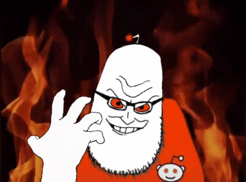 Bearded Man in Orange Shirt With Reddit Logo