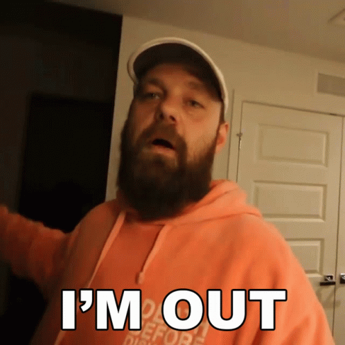 Bearded Man in Pink Hoodie Saying I'm Out