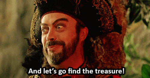 Bearded Man In Pirate Hat Says Let's Go Find The Treasure GIF