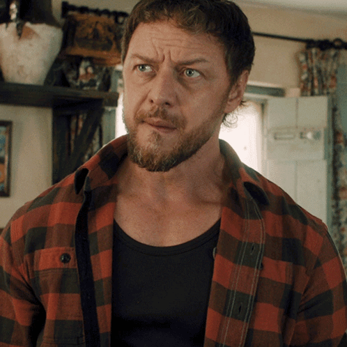 Bearded Man in Plaid and Black Shirt