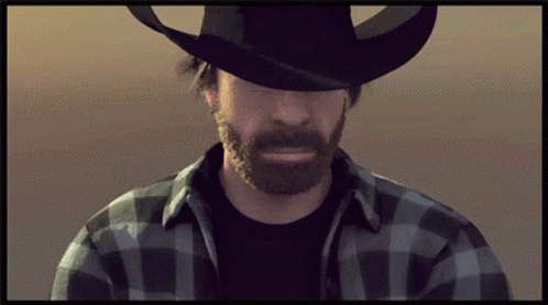 Bearded Man in Plaid Shirt and Cowboy Hat