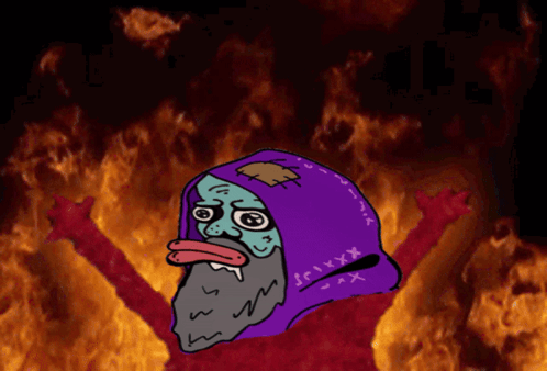 Bearded Man In Purple Hood With XXX GIF