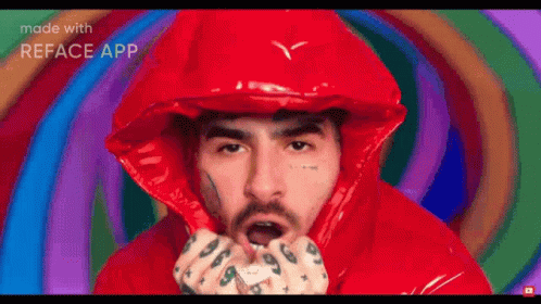 Bearded Man in Red Hooded Jacket