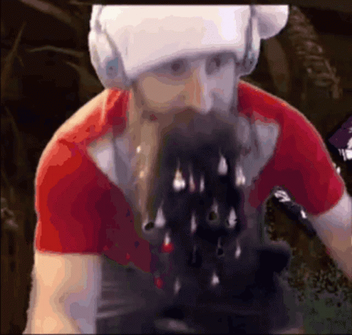 Bearded Man in Red Shirt and White Hat