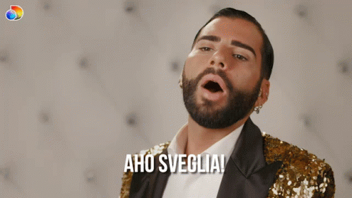 Bearded Man In Sequined Jacket Aho Sveglia GIF