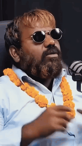 Bearded Man In Sunglasses At Microphone GIF