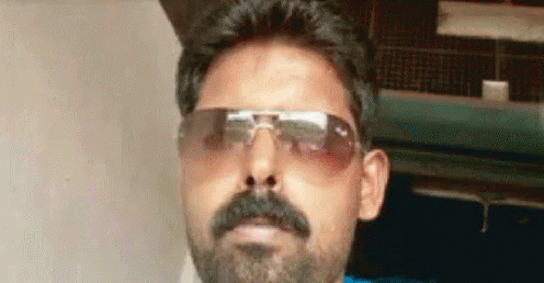 Bearded Man in Sunglasses Looking at Camera