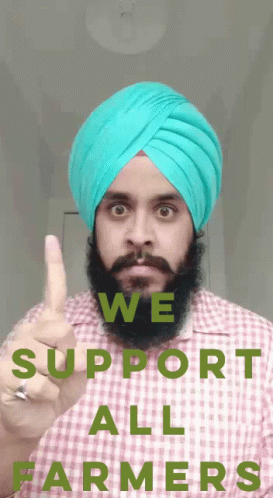 Bearded Man In Turban Thumbs Up We Support All Farmers GIF