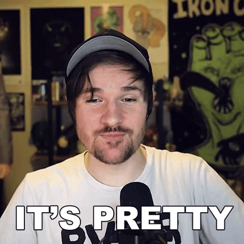 Bearded Man In White Shirt And Hat Saying It's Pretty GIF