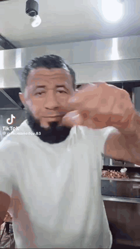 Bearded Man In White Shirt Making Funny Face GIF
