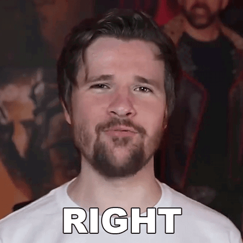 Bearded Man in White Shirt Saying Right