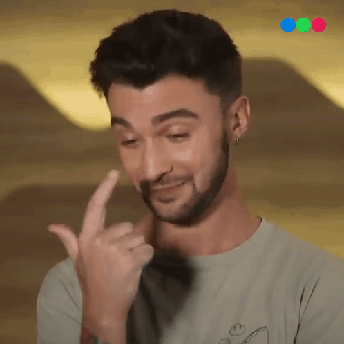 Bearded Man Making Funny Face Pointing