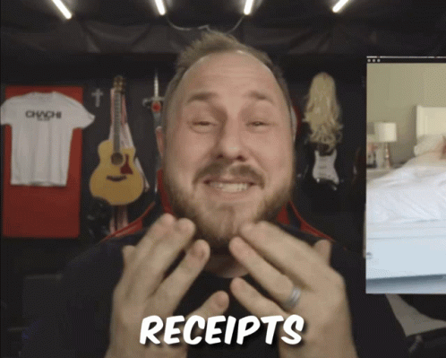 Bearded Man Making Funny Face Saying Receipts
