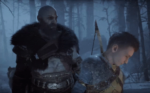 Bearded Man Next To Boy In Armor GIF