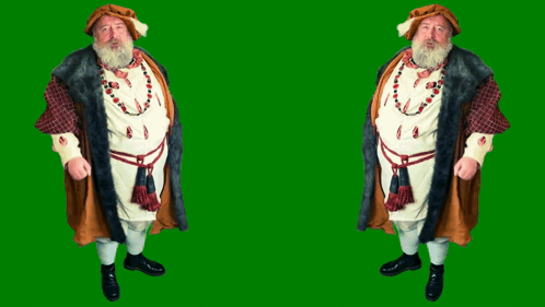 Bearded Man Next to Man Saying Be My Lucky Number Seven on Green Background