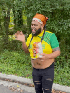 Bearded Man On Road Holding Soda Can GIF