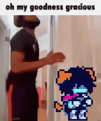 Bearded Man Pixelated Character Saying Oh My Goodness Gracious