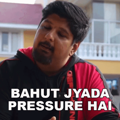 Bearded Man Red Black Shirt Bahut Jyada Pressure Hai