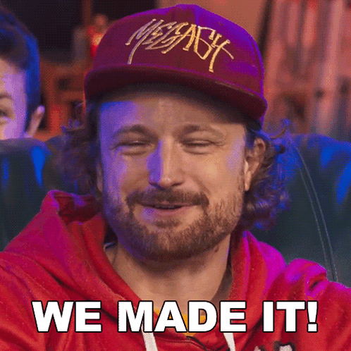 Bearded Man Red Hoodie Hat We Made It