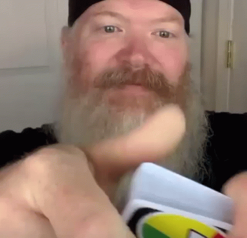 Bearded Man Ripping Uno Reverse Card Deck GIF